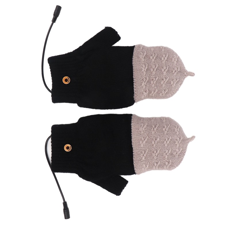 Heated Gloves Fingerless Full Finger Adjustable 3 Gear Black Hand