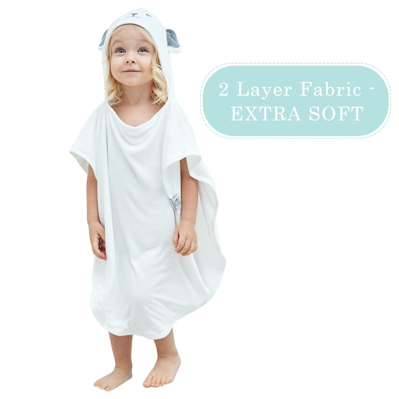 Poncho con capucha de bambú para bebé (oso poncho con
