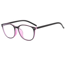 Suertree Myopia Glasses Blue Light Filter Lightweight Myopia Glasses Hinge Fashion Distance Glasses for Women Men Round -1.0