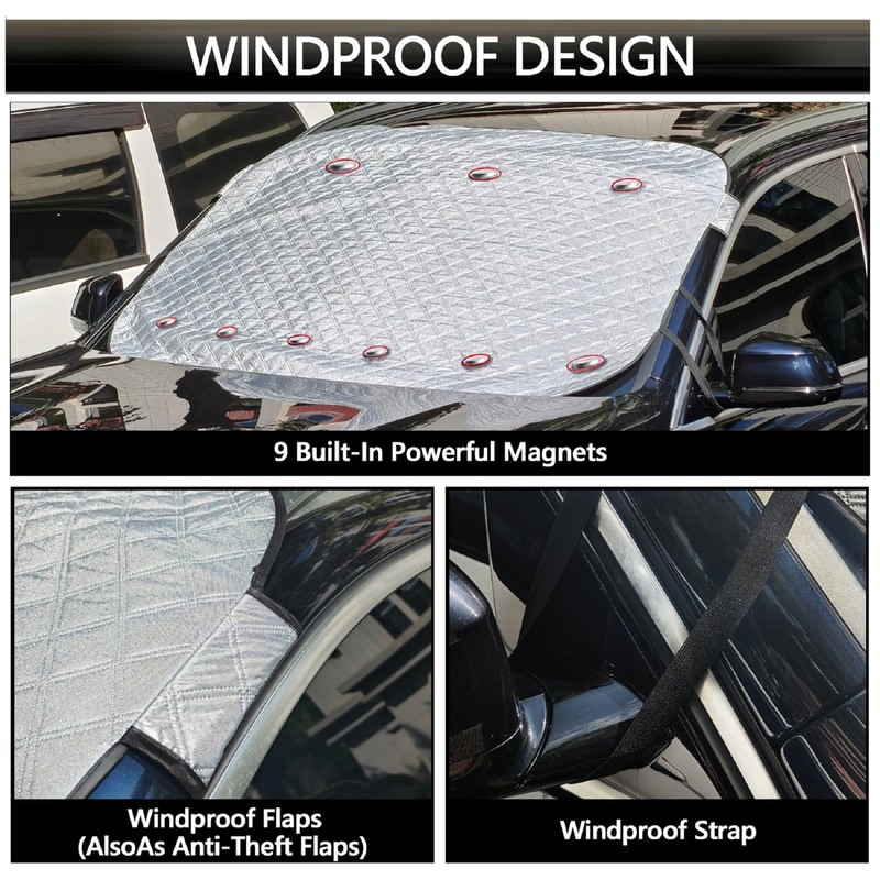 Laihur Car Windscreen Cover, Windscreen Sun Shade, 9 Magnet, Block