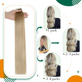Easyouth Real Hair Tape-In Extensions, Ash Blonde Fading to Platinum Blonde, 14 inches, 40 g, Skin Weft Tape-In Extensions