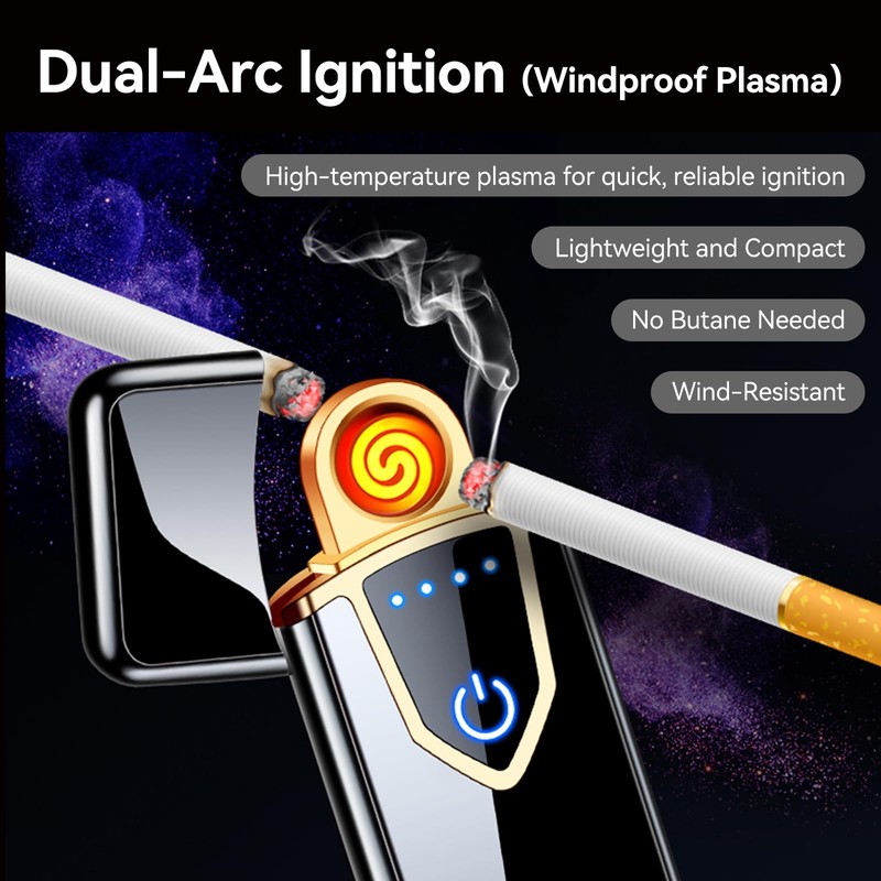Illumicharge Touch Electric Lighter - USB Rechargeable, Windproof Coil Lighter