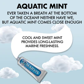 Marvis Aquatic Mint Travel Size Toothpaste, 25 ml, Sensational Flavoured Toothpaste Helps Remove Plaque with Long-Lasting Freshness