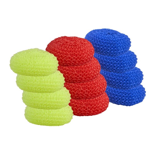 Nylon Scouring Pads-Dish Scrubber, for Dishes, Pots, and Stoves, Durable Mesh Scourers, for Tough Cleaning. Nylon Dish Scrubbers, Pack of 4, Assorted Colors, by Superio