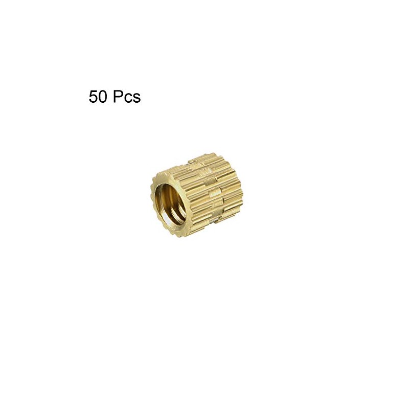 sourcing map Knurled Insert Nuts - 50Pcs M4 x 5mm