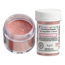 Sugarflair Shimmer Pink Edible Lustre Dust (E171 Free), Add a Lustrous Shine to Cakes or Decorations. Brush On or Add Rejuvenator to Create Eye-Catching Edible Paint - 4g