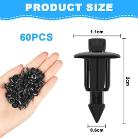Adiwo Plastic Rivet Fasteners, 60 PCS Car Body Retainer Clips Set, 6mm Expansion Rivets Plastic, Push Type Retainer Clips, Bumper Clips, Universal Automobile Trim Panel Clip