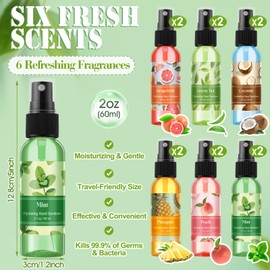 Dansib 12 Pcs Hydrating Hand Sanitizer Spray with Essential Oil Scented Hand Sanitizer Spray Travel Size 2 Fl oz Pocket Bottle Moisturizing Formula for Adult Office Family Thank You Gifts for Teachers