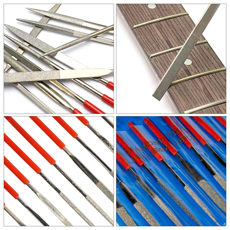 Cheerock 10Pcs Bass Guitar File Set Fret Nut Files with