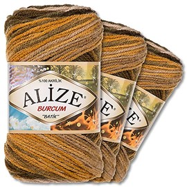 Alize 3 x 100 g Burcum Batik Premium Wool 100% Acrylic 29 Colours Gradient Accents (5850)