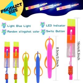 Cagemoga 52 Pieces Led Flying Slingshot Light up Rocket Helicopter Flying Toys Glow Arrow Flying Toys for Kids Summer Outdoor Games Birthdays Children's Day Christmas Party Favors