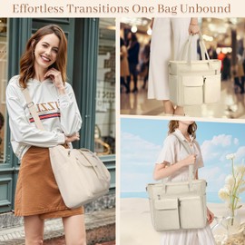Dakuly Canvas Travel Tote Bags For Women Waterproof Large Work Tote Bag With Zipper Elegent Anti-Theft Shoulder Crossbody Bag For Casual College Business Daily Shoulder Strap Lightweight Beige