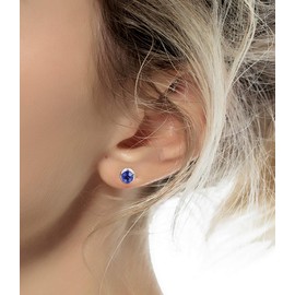 Tornito 14 Pairs Stainless Steel CZ Stud Earrings for Women Multicolor Cubic Zirconia Cartilage Helix Earrings Set Screwback 4MM