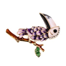 Healeved 1pc Parrot Brooch Curler Pins Lapel Funny Brooches Heatless Hat Vintage Accessories Control Rhinestone Decoration Retro Decor Oil Drop Badge Cartoon Decor Purple Zinc Alloy
