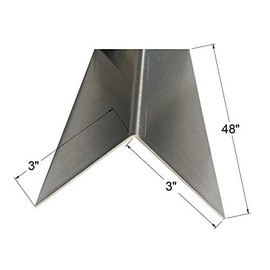 304 Brushed Stainless Steel Corner Guards, Protective Angles, 48" Long (3 x 3, 16ga, No Hug Edges, 2)