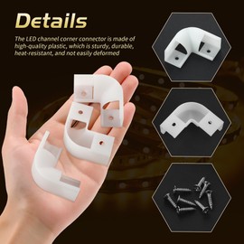 TYSM-CC 90 Degree LED Profile Corner Connector Pack of 12 V Shape Corner Connectors LED Profile U Shape LED Channel Corner Connector for U Shape LED Aluminium Profile