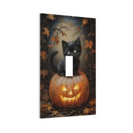 Decorative Art Light Switch Covers Pumpkin Cat forest Single Toggle Wall Plate Decorative Switchcover Electrical Switchplate