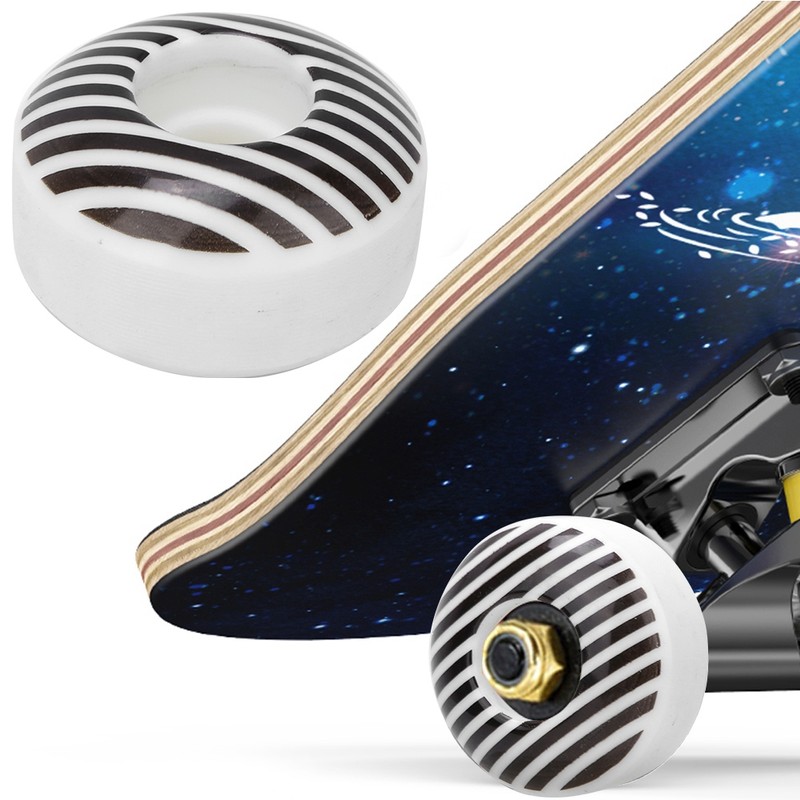4PCS 95A PU White Stripe 52x30mm Skateboard Double Rocker Wheel