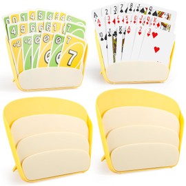 MOCCOOL Card Holder for Playing Cards (4 Pack), Playing Card Holder for Kids Adults Seniors, 3 Layers with Foldable Tabletop Stand for Easy Storage, for UNO, Poker, Travel Games Accessories