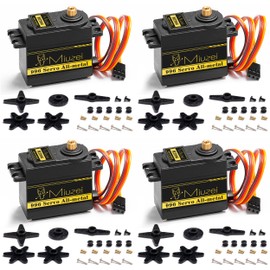 Miuzei MG996R 55g Metal Gear Torque Digital Servo Motor for RC Helicopter Car Boat Robot (4 Pack)