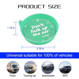 Mandark 4PCS Bling Car Cup Coaster, 2.75 Inch Anti-Slip Crystal Rhinestone Vehicle Cup Holder Insert Mat, Silicone Diamond Automotive Interior Drink Coasters Decor Accessories, Universal Fit (Green)