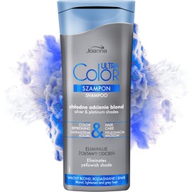 Joanna Ultra Color - Shampoo for Silver and Platinum Colours - Strengthening Revitalising Hair Shampoo - Colour Refreshment, Hair Care & Shine - Neutralises Yellowish Tone - 200 ml
