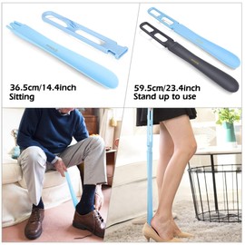 ZOMAKE Shoe Horn Long Handle for Seniors, 23.4" Plastic Long Shoehorn for Boots, Adjustable Extra Long Shoe Horn for Men Women Kids(2 Pack)