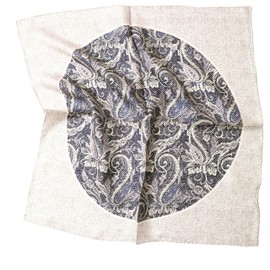 Prettystern Men's Lady Pure Silk Bandana Handrolled Silk Neckerchief Unisex Neckerchief, 62B White Grey Blue
