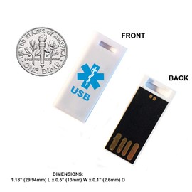 Universal Medical Data 2 GB Medical Alert USB Flash Drive - Fits Elite, Messenger & Hologram USB Bracelets & USB Informer Dog Tag Silencer