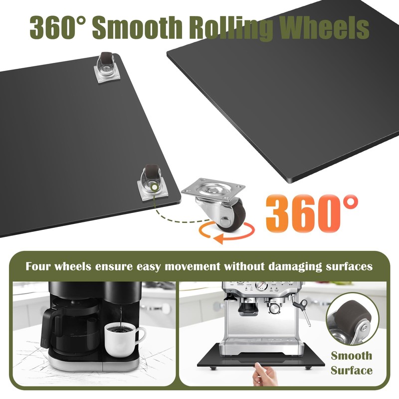 Appliance Slider for Kitchen Appliances,360° Rolling Sliding Tray for Coffee