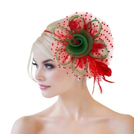 Fascinators Hat for Women Tea Party Hat Kentucky Derby Hats Flower Feathers Headbands Hair Clip for Girls Wedding Hat Christmas Hat