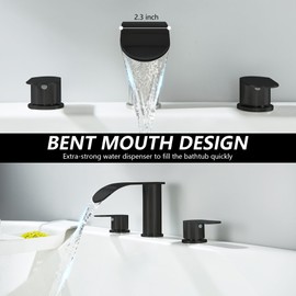 DOUBLUOEG Matte Black Roman Tub Faucet Deck Mount Waterfall Bathtub Faucets Set High Flow Bathtub Faucet for 3 Hole