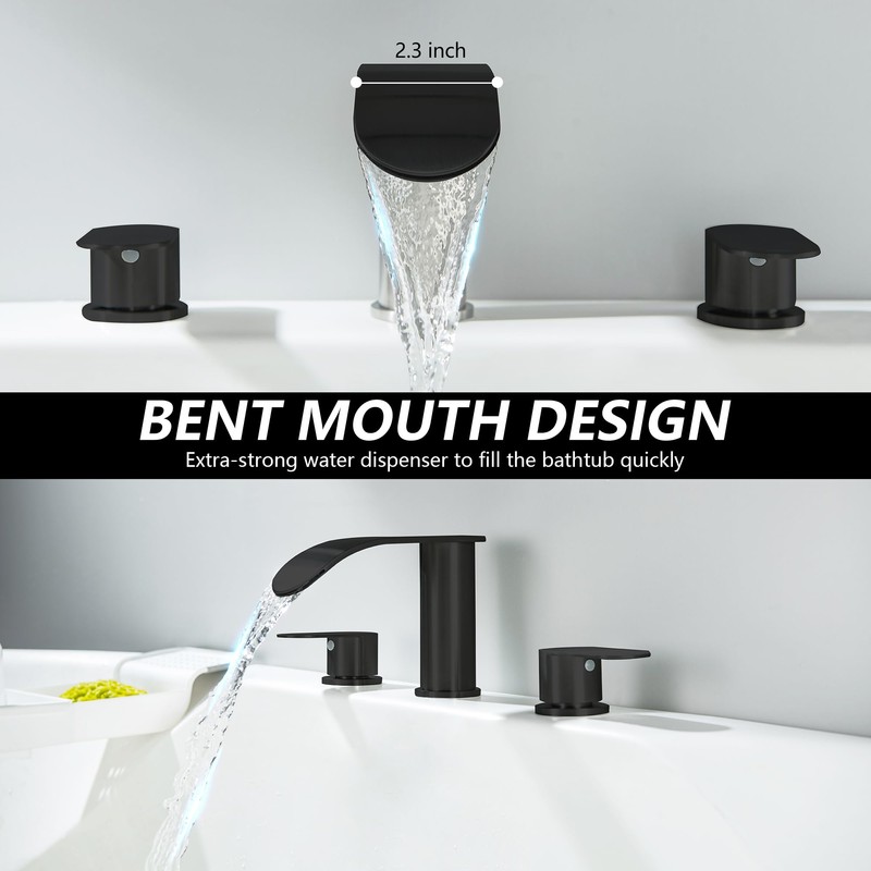 DOUBLUOEG Matte Black Roman Tub Faucet Deck Mount Waterfall Bathtub
