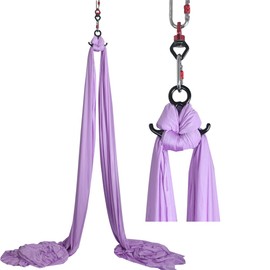 DASKING Aerial Silks Starter Kit - Durable 11Yards of Aerial Yoga Hammock with Hardware, Aerial Swing for Acrobatic Flying Yoga & All Levels (Aerial Rigging Point Up to 14ft)