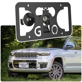 No Drill License Plate Holder Compatible with Jeep Cherokee 2014-2023 Front Grille License Plate Mount Bumper Bracket Holder Car Tag Frame Anti-Theft Adapter Accessories