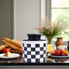 Checkered Butter Crock with Lid,Ceramic Butter Keeper for Countertop, Black