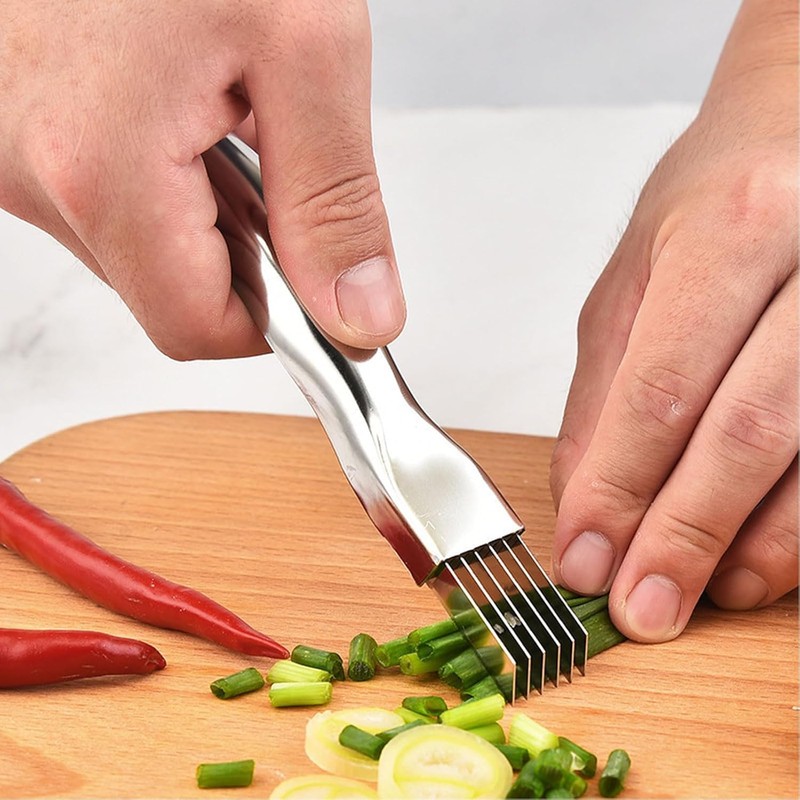 Linyongc Stainless Steel Shred Silk Cutter, 2Pcs Green Onion Cutter,