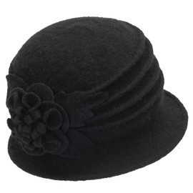 1920s Bowler Cloche Bucket Hat for Woman - Winter Warm Church Derby Fedora Hat with Bowknot