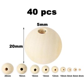 40Pcs 20mm Wooden Beads,Large Wooden Beads,Natural Round Wood,for Jewelry,DIY,Craft Making,Crafting,Handmade Decorations