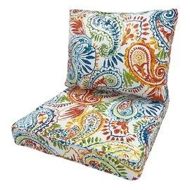 JMKaixin Outdoor Seat/Back Deep Chair Cushion Set for Patio Furniture - Lounge Chair Cushions with Zipper - Water-Resistant Patio Chair Cushions 22x22