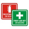 2" Fire Extinguisher/First Aid Kit on Board Vinyl Decals/Stickers/Labels Pair