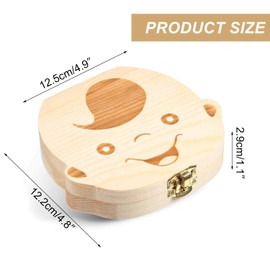 MAYMII Baby Tooth Keepsake Box for Lost Teeth for Boy/Girl, Wooden Tooth Fairy Box for Kids, Tooth Storage Box for Newborn, Lovely Personality Baby Teeth Box (Boys)