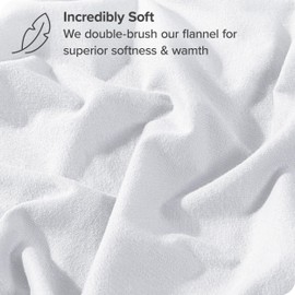 Bare Home Flannel Fitted Bottom Sheet 100% Cotton, Velvety Soft Heavyweight - Double Brushed Flannel - Deep Pocket (Full, White)