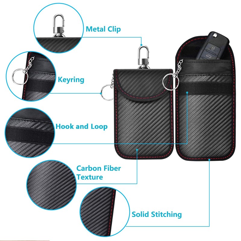 Geebymol Faraday Pouch for car Keys, Faraday Bag, 2 Pack