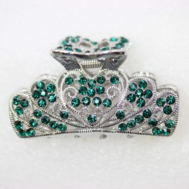 Faship Gorgeous Green Rhinestone Crystal Floral Hair Claw Clips