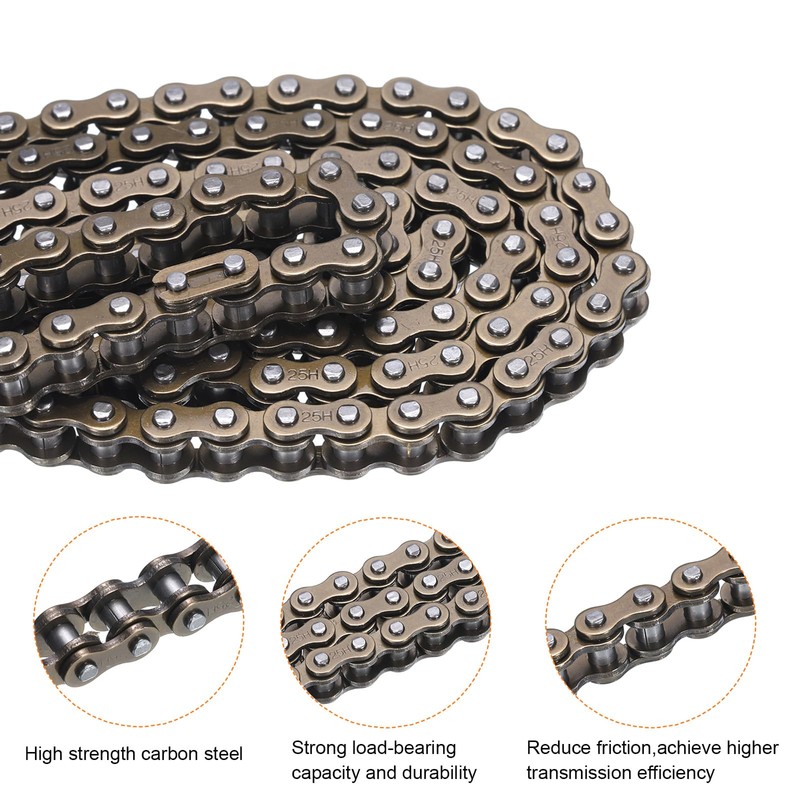 sourcing map #25H/ DIN/ISO 04CH Roller Chain 3 Feet 1/4"