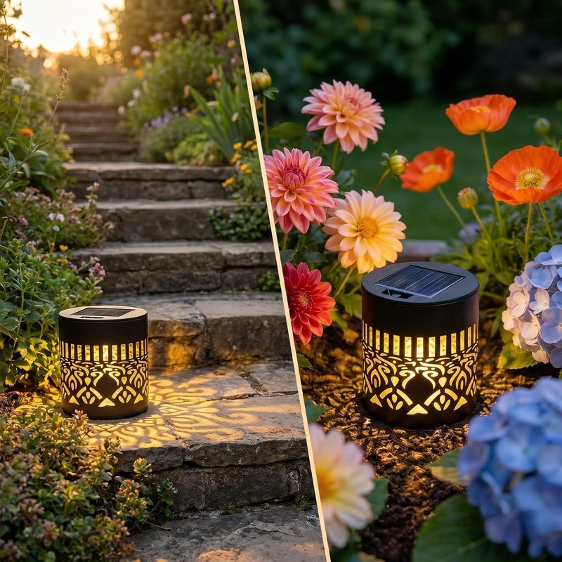 UGQQ Solar Post Cap Lights Outdoor, Waterproof Solar Powered Mandala