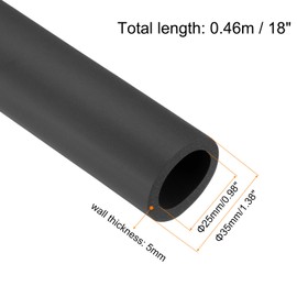 QUARKZMAN Pipe Insulation Foam 25 mm ID 35 mm OD 0.5 m Long Non-Slip Foam Hose for Grip Support Cover Bicycle Grips Pipe Insulation Handlebar Grips Heating Black