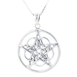Jewelry Trends Metaphysical Ringed Star Pentacle Sterling Silver Pendant Necklace