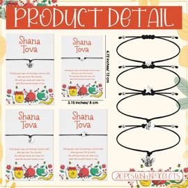 Huquary 20 Set Rosh Hashanah Party Supplies 4 Styles Bracelets Shana Tova Jewish New Year Party Favor Barcelet Adjustable Strings Shana Tova Cards Jewish Holiday High Holy Day Favors Supplies